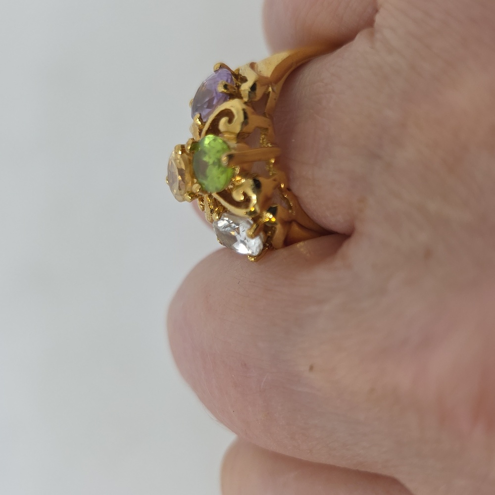 Host Pick Incredible Rare Victoria Wieck Peridot Amethyst Topaz Citrine Ring - Picture 8 of 9